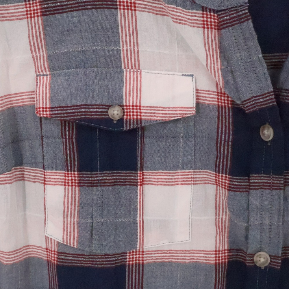 Eddie Bauer Plaid Sleeveless Button Down Shirt Womens Size XL Blue Red Western - Picture 3 of 11